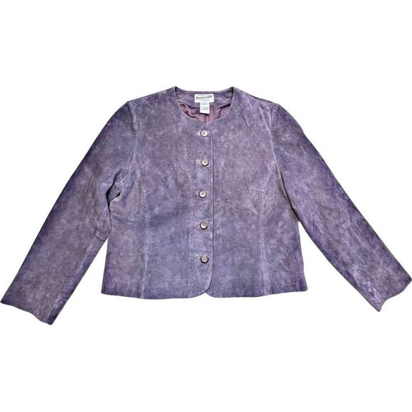 Pendleton Leather Jacket vintage Women's Purple Suede Size Medium button up - Picture 4 of 11
